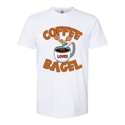 Cute Coffee Mom Loves Bagel Quote And Bagel Lover Gift Softstyle CVC T-Shirt