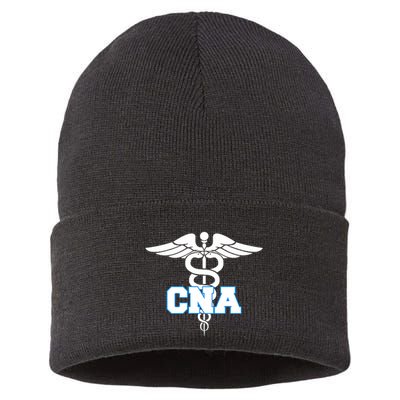Cna Caduceus Medical Symbol Nurse Gifts Sustainable Knit Beanie