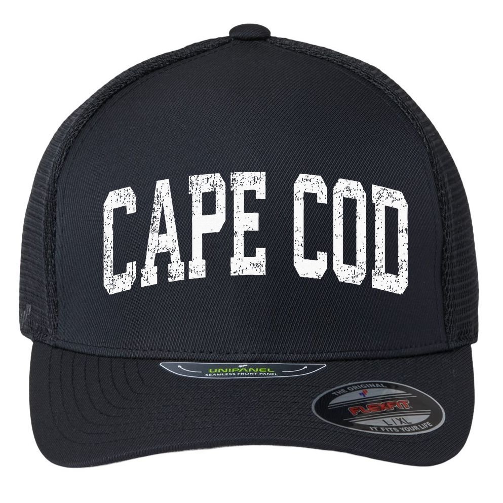 Cape Cod Massachusetts Ma Vintage Athletic Sports Design Flexfit Unipanel Trucker Cap