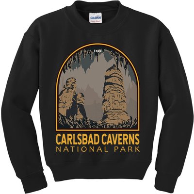 Carlsbad Caverns National Park Vintage Emblem Kids Sweatshirt