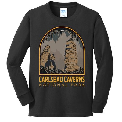 Carlsbad Caverns National Park Vintage Emblem Kids Long Sleeve Shirt