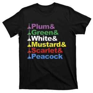 Clue Character Name Stack Game Pieces T-Shirt