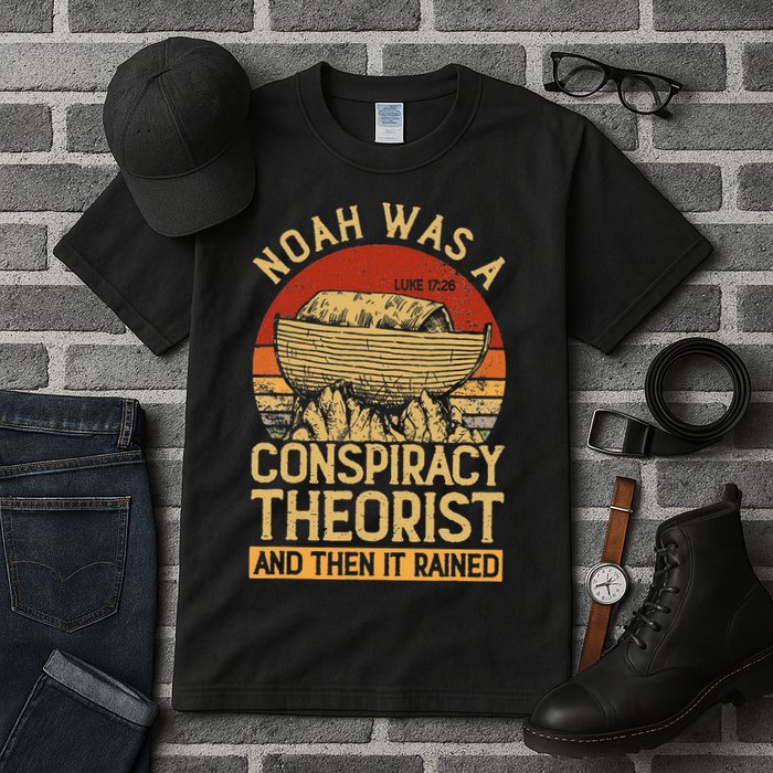 Conservative Christian Noah Was A Conspiracy Theorist Tall T-Shirt