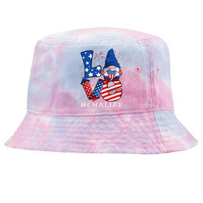 CNA Certified Nursing Assistant LOVE 4th of july Gnome USA Tie-Dyed Bucket Hat