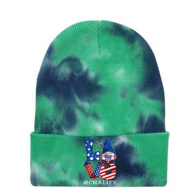 CNA Certified Nursing Assistant LOVE 4th of july Gnome USA Tie Dye 12in Knit Beanie