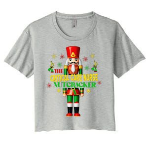 Critical Care Nurse Nutcracker Christmas Holiday Pajama Women's Crop Top Tee