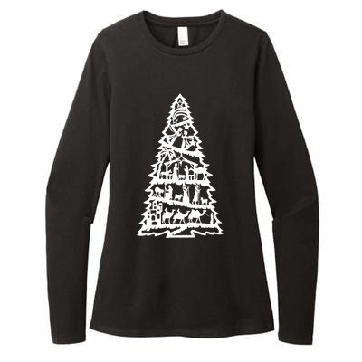 Christian Christmas Nativity Scene Xmas Tree Womens CVC Long Sleeve Shirt