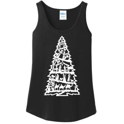 Christian Christmas Nativity Scene Xmas Tree Ladies Essential Tank