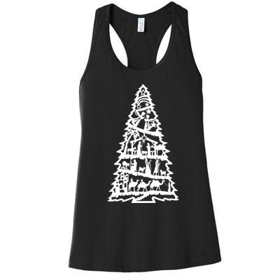 Christian Christmas Nativity Scene Xmas Tree Women's Racerback Tank