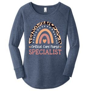 Critical Care Nurse Specialist Leopard Rainbow Meaningful Gift Women's Perfect Tri Tunic Long Sleeve Shirt