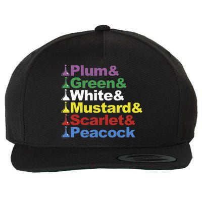 Clue Character Name Stack Game Pieces Big Wool Snapback Cap