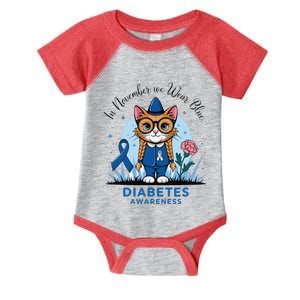 Cute Cat November Diabetes Awareness Infant Baby Jersey Bodysuit