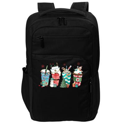 Christmas Coffee Nurse Latte Cozy Winter Xmas Coffee Lover Impact Tech Backpack