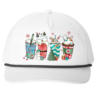 Christmas Coffee Nurse Latte Cozy Winter Xmas Coffee Lover Snapback Five-Panel Rope Hat