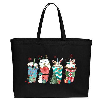 Christmas Coffee Nurse Latte Cozy Winter Xmas Coffee Lover Cotton Canvas Jumbo Tote