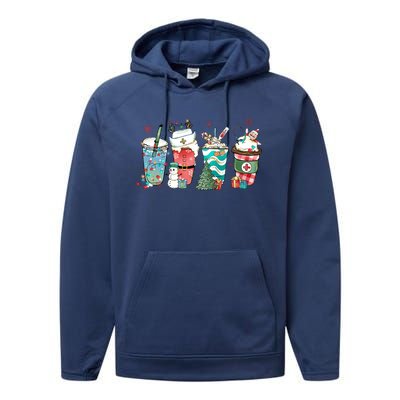 Christmas Coffee Nurse Latte Cozy Winter Xmas Coffee Lover Performance Fleece Hoodie