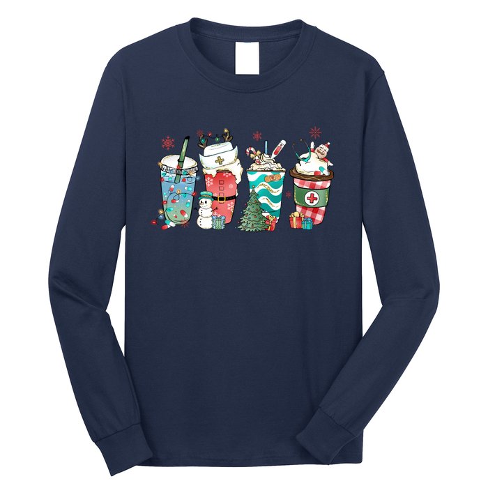 Christmas Coffee Nurse Latte Cozy Winter Xmas Coffee Lover Long Sleeve Shirt