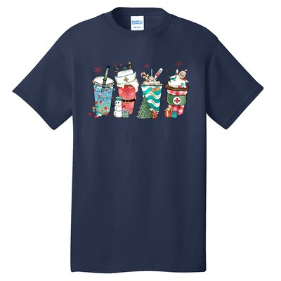 Christmas Coffee Nurse Latte Cozy Winter Xmas Coffee Lover Tall T-Shirt