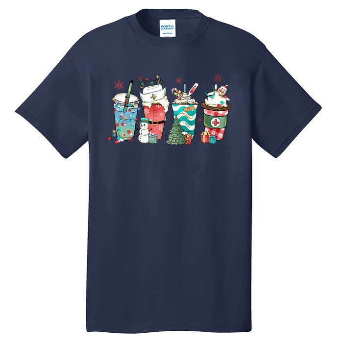 Christmas Coffee Nurse Latte Cozy Winter Xmas Coffee Lover Tall T-Shirt