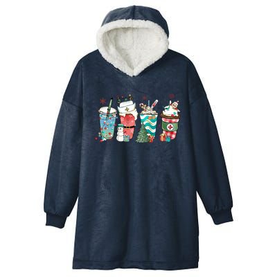 Christmas Coffee Nurse Latte Cozy Winter Xmas Coffee Lover Hooded Wearable Blanket