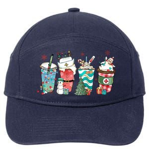 Christmas Coffee Nurse Latte Cozy Winter Xmas Coffee Lover 7-Panel Snapback Hat