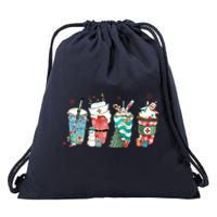 Christmas Coffee Nurse Latte Cozy Winter Xmas Coffee Lover Drawstring Bag