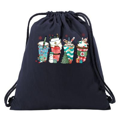 Christmas Coffee Nurse Latte Cozy Winter Xmas Coffee Lover Drawstring Bag