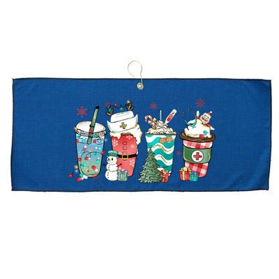 Christmas Coffee Nurse Latte Cozy Winter Xmas Coffee Lover Large Microfiber Waffle Golf Towel