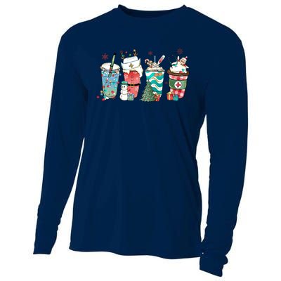 Christmas Coffee Nurse Latte Cozy Winter Xmas Coffee Lover Cooling Performance Long Sleeve Crew