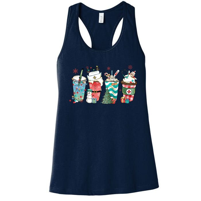 Christmas Coffee Nurse Latte Cozy Winter Xmas Coffee Lover Women's Racerback Tank