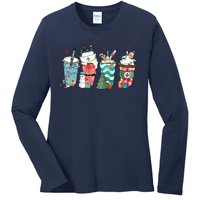 Christmas Coffee Nurse Latte Cozy Winter Xmas Coffee Lover Ladies Long Sleeve Shirt