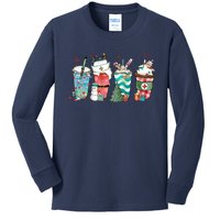 Christmas Coffee Nurse Latte Cozy Winter Xmas Coffee Lover Kids Long Sleeve Shirt