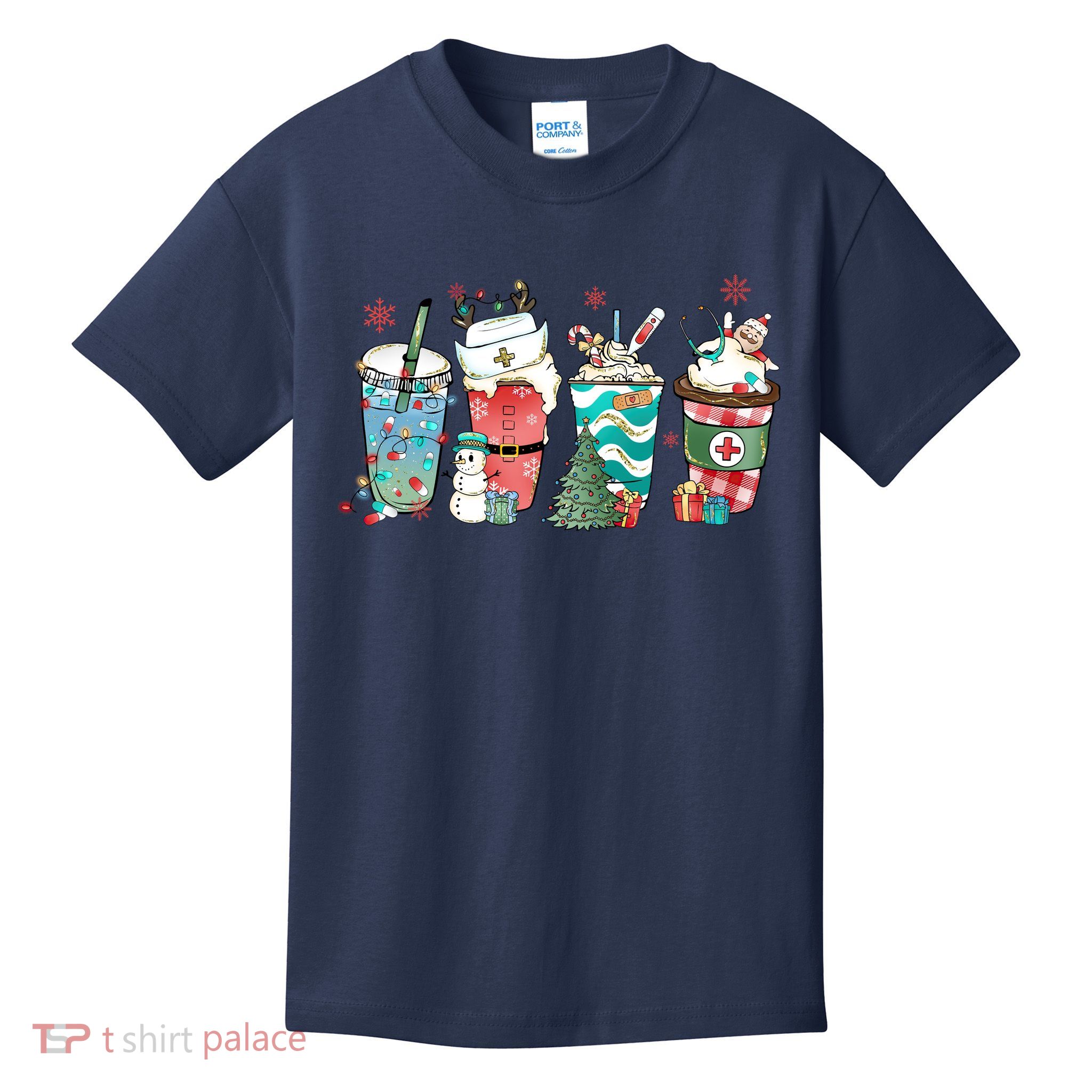 Christmas Coffee Nurse Latte Cozy Winter Xmas Coffee Lover Kids T-Shirt