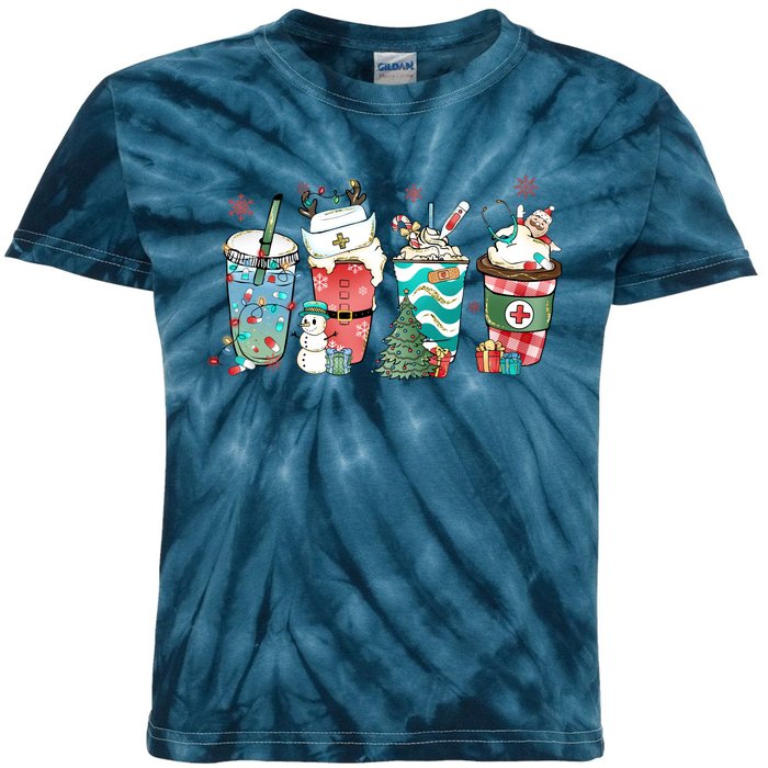 Christmas Coffee Nurse Latte Cozy Winter Xmas Coffee Lover Kids Tie-Dye T-Shirt