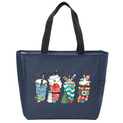 Christmas Coffee Nurse Latte Cozy Winter Xmas Coffee Lover Zip Tote Bag