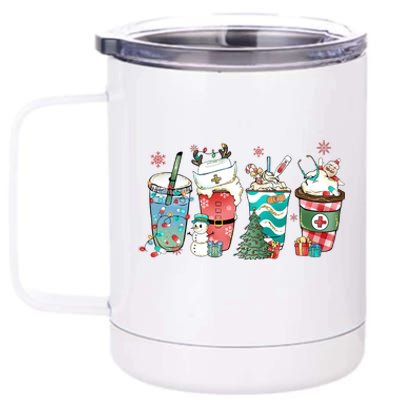 Christmas Coffee Nurse Latte Cozy Winter Xmas Coffee Lover 12 oz Stainless Steel Tumbler Cup