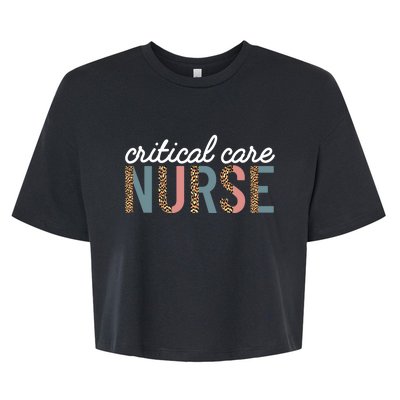 Critical Care Nurse Nursing Icu Rn Leopard Intensive Care Cute Gift Bella+Canvas Jersey Crop Tee