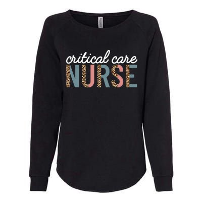 Critical Care Nurse Nursing Icu Rn Leopard Intensive Care Cute Gift Womens California Wash Sweatshirt