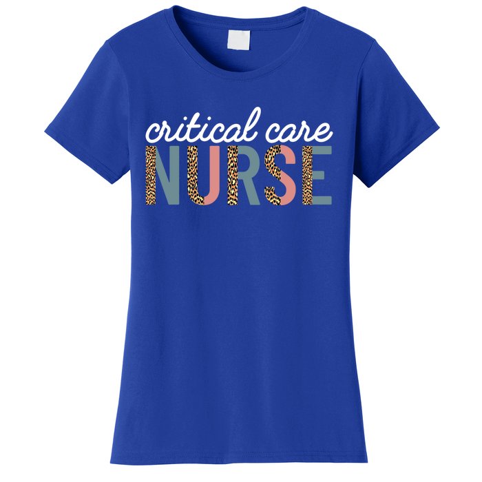 Critical Care Nurse Nursing Icu Rn Leopard Intensive Care Cute Gift Women's T-Shirt