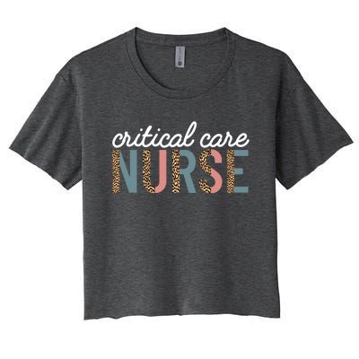 Critical Care Nurse Nursing Icu Rn Leopard Intensive Care Cute Gift Women's Crop Top Tee