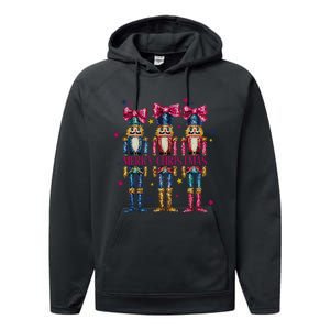 Cute Coquette Nutcracker Squad Merry Christmas Pajama Performance Fleece Hoodie