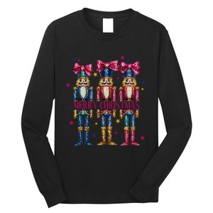 Cute Coquette Nutcracker Squad Merry Christmas Pajama Long Sleeve Shirt