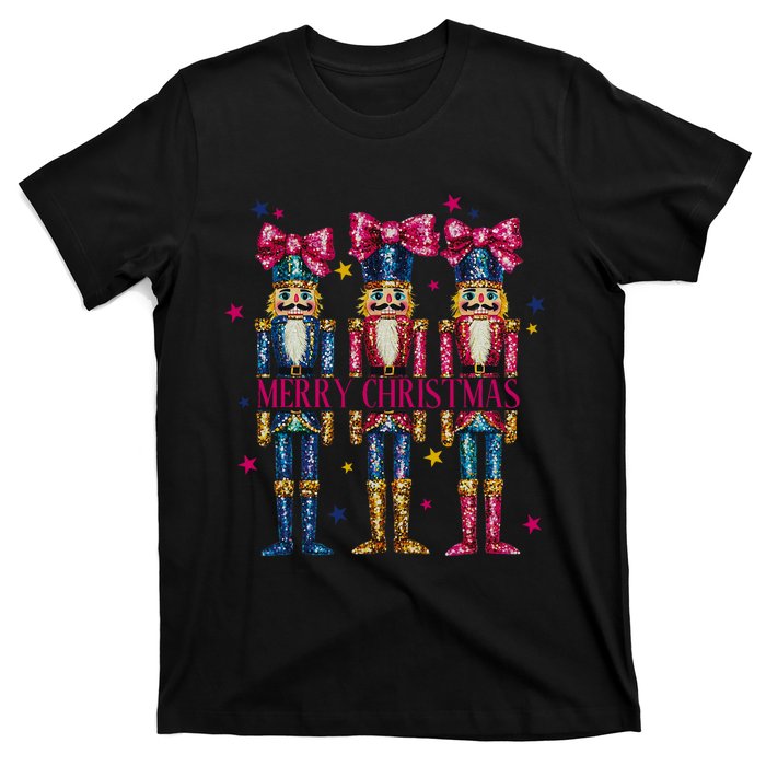 Cute Coquette Nutcracker Squad Merry Christmas Pajama T-Shirt