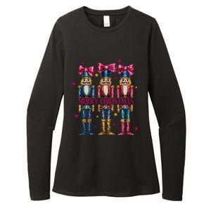 Cute Coquette Nutcracker Squad Merry Christmas Pajama Womens CVC Long Sleeve Shirt