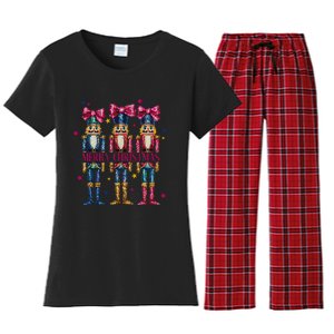 Cute Coquette Nutcracker Squad Merry Christmas Pajama Women's Flannel Pajama Set