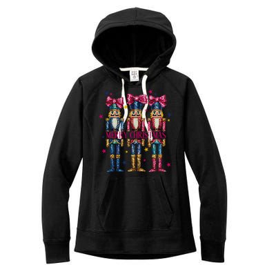 Cute Coquette Nutcracker Squad Merry Christmas Pajama Women's Fleece Hoodie