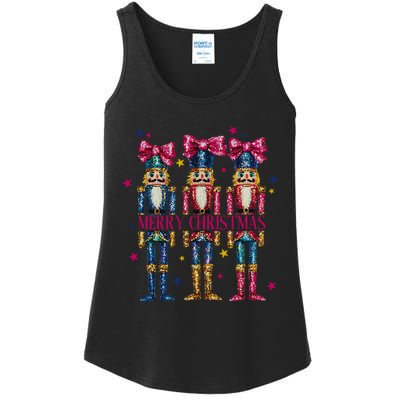 Cute Coquette Nutcracker Squad Merry Christmas Pajama Ladies Essential Tank