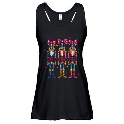 Cute Coquette Nutcracker Squad Merry Christmas Pajama Ladies Essential Flowy Tank