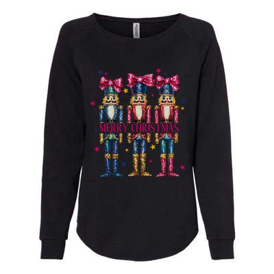 Cute Coquette Nutcracker Squad Merry Christmas Pajama Womens California Wash Sweatshirt