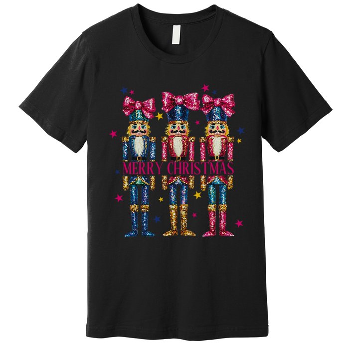 Cute Coquette Nutcracker Squad Merry Christmas Pajama Premium T-Shirt